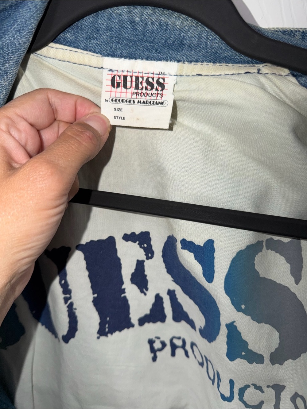 Guess vintage Two-Tone Blue Denim Vest - Light & Dark Blue - Picture 7 of 7